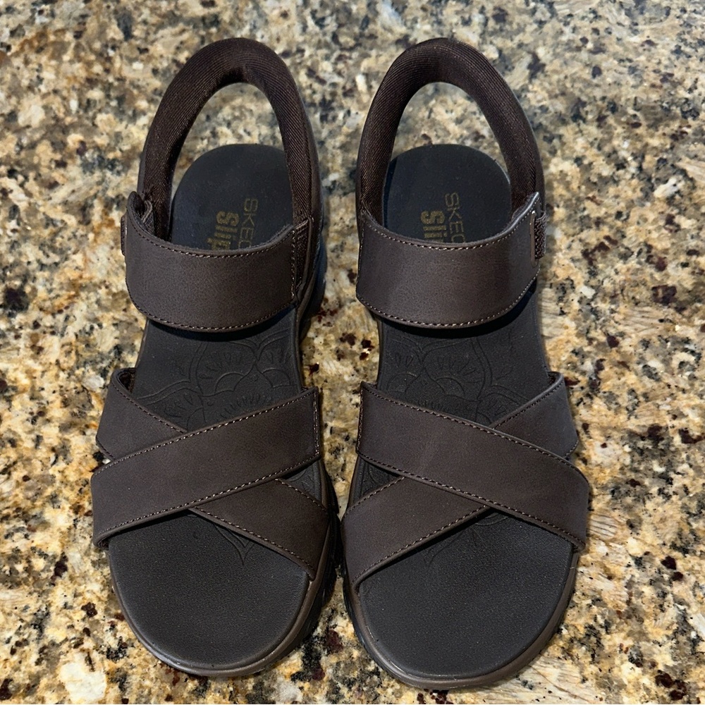 Skechers Dark Brown Strappy Sandals - Picture 3 of 6